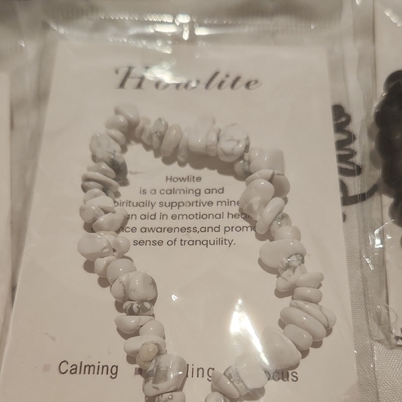 Set of Three Stone Bracelets - Rose Quartz, Howlite, and Lava Rock - Picture 3 of 4